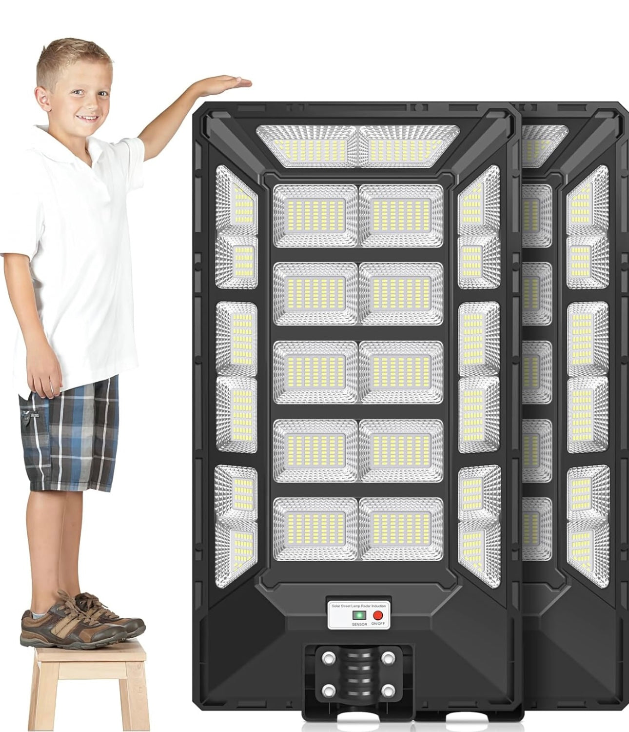 Lighteme 1800W Solar Street Lights Outdoor Waterproof 6500K Dusk to Dawn 180000 Lumen Motion Sensor Super Bright Solar Parking Lot Light