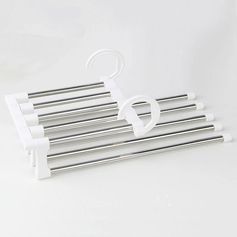 With a cap at the end of every rod, the hanger will prevent your trousers from slipping off