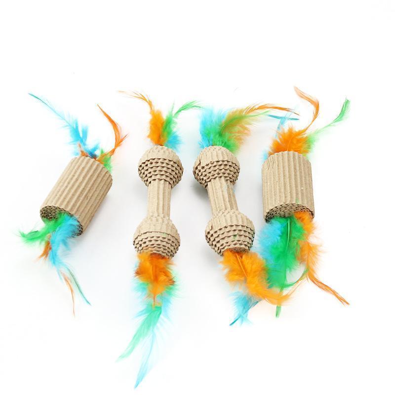 Lighteme 2 Jouets pour chats en papier ondulé avec plumes