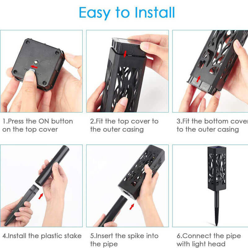 Lighteme 12-Lumen Solar Bollard Light with Tree Design LED 2/4/6/8/12-Pack