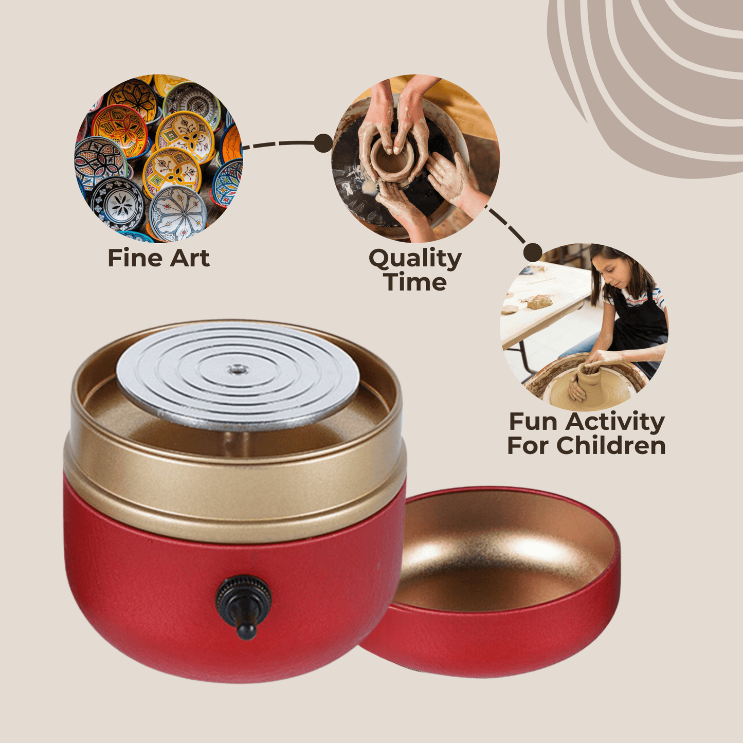 Tragbare Mini-Töpfermaschine von Lighteme | 8 Bildhauerwerkzeuge enthalten