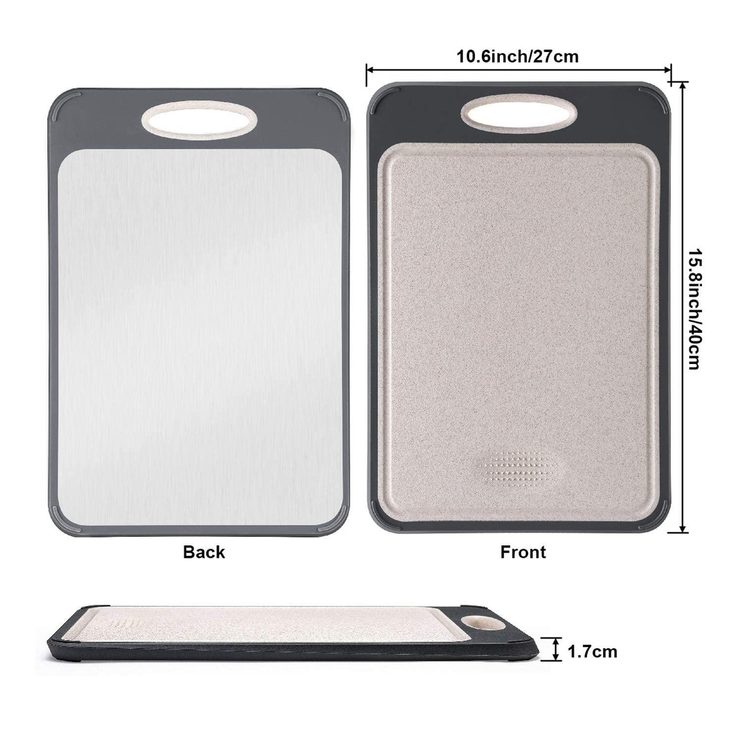 Planche à découper Lighteme pour la cuisine - Planche à découper en acier inoxydable pour les repas