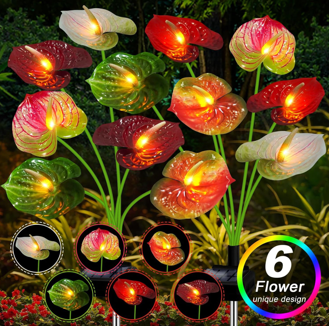 Lighteme Plant Solar Flowers Lights 2 Pack-16 Flowers