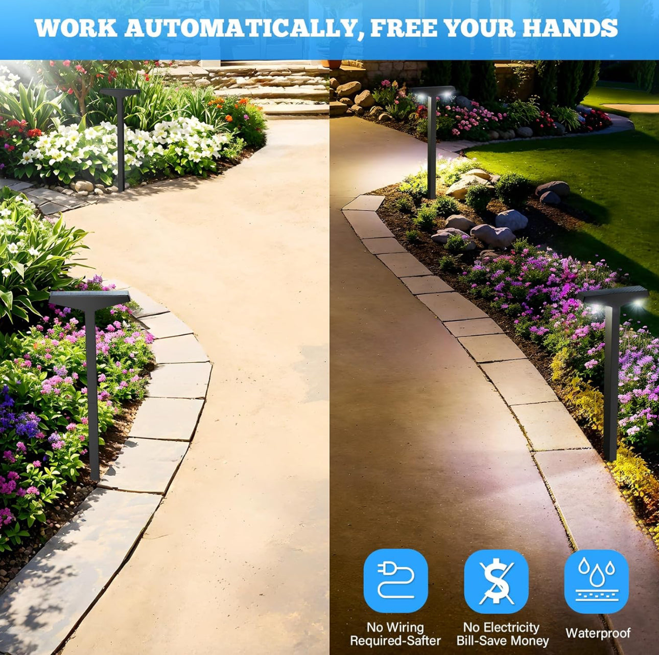 Lighteme Solar Modern Pathway Lights, 6 Pack -15 Lumen