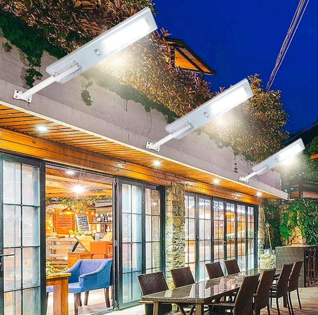 Lighteme 5000W Solar Powered Street Light Outdoor, Waterproof Solar Parking Lot Lights Commercial Motion Sensor LED Flood Lights with Remote