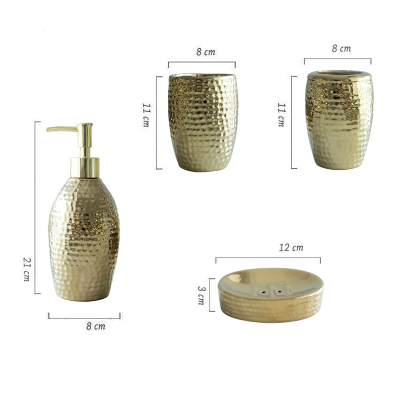 Lighteme Gold Embossed Ceramic Bathroom Set