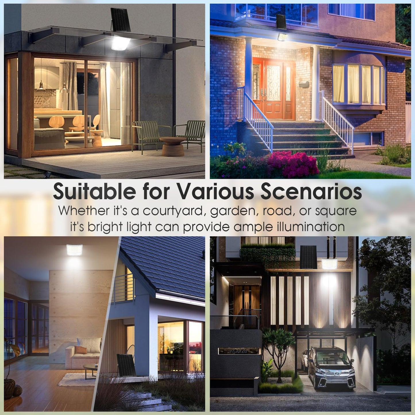 Projecteur solaire à LED Lighteme 2000 W, projecteur de rue étanche à 242 LED avec télécommande et câbles de 5 m