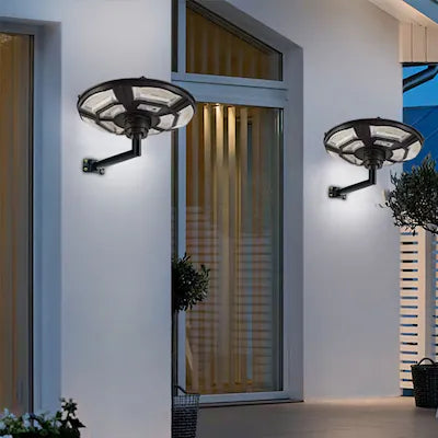 Lighteme 2500W Solar-Außenleuchte UFO Gartenmast und Wandstraßenlaternen für Haus, Hof, Bauernhäuser mit Fernbedienung