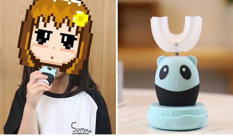 Brosse à dents électrique automatique Lighteme Kids en forme de U, motif dessin animé mignon