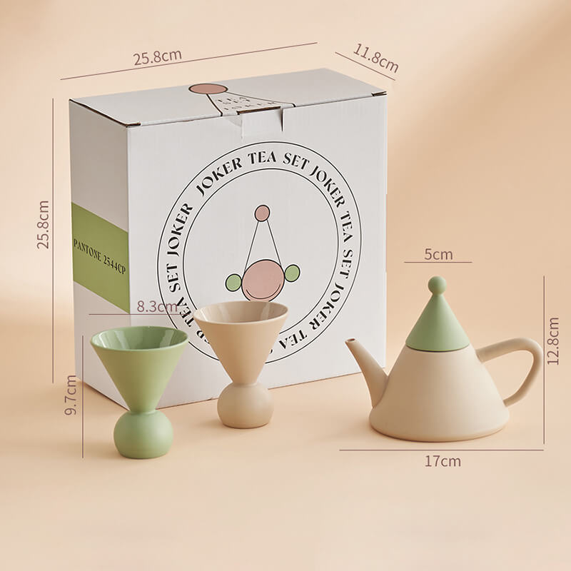 Lighteme Teekannen-Set aus Keramik mit kleinem Spitzhut