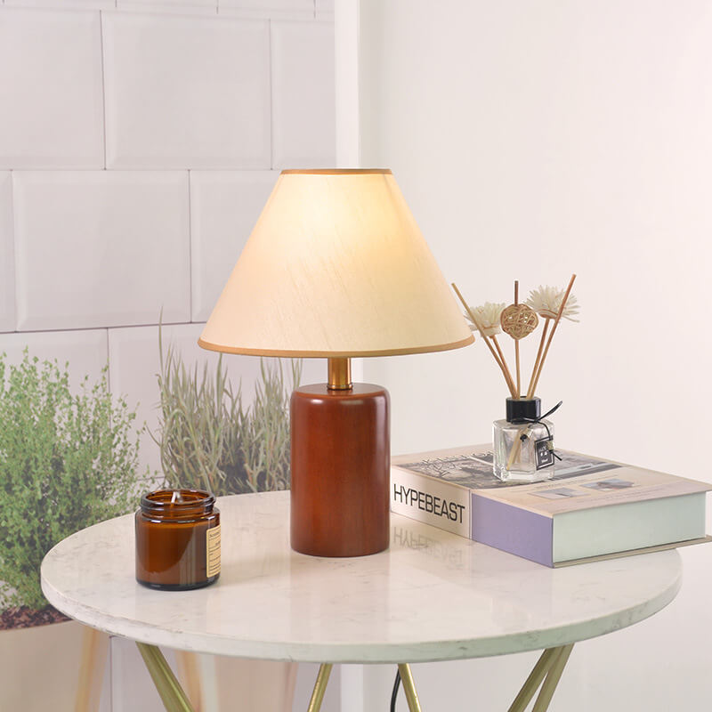 Lampe de table vintage Lighteme avec base en bois