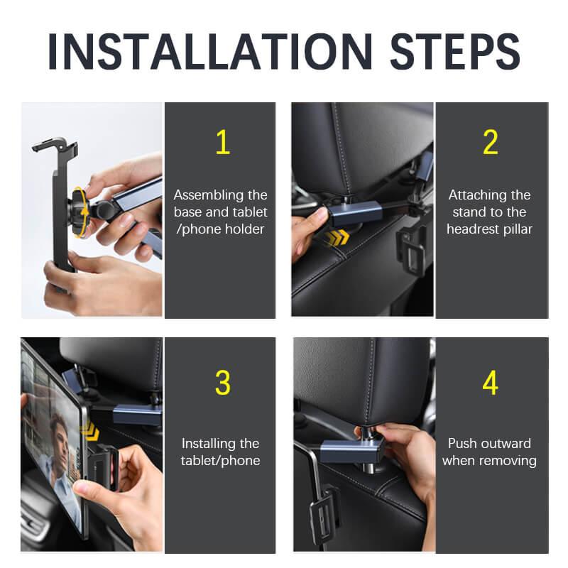 Support de tablette/téléphone Lighteme 360° pour appui-tête