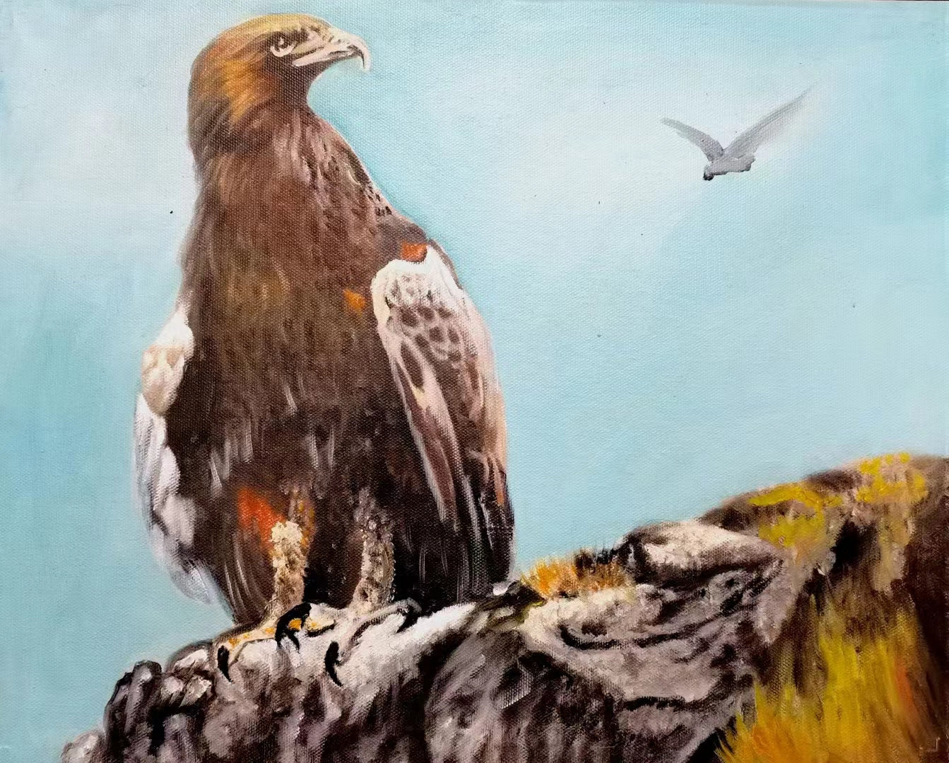 Lighteme Handgemaltes Adler-Ölgemälde auf Leinwand, benutzerdefiniertes Original-Kunstwerk, abstraktes Wanddekor, Tier