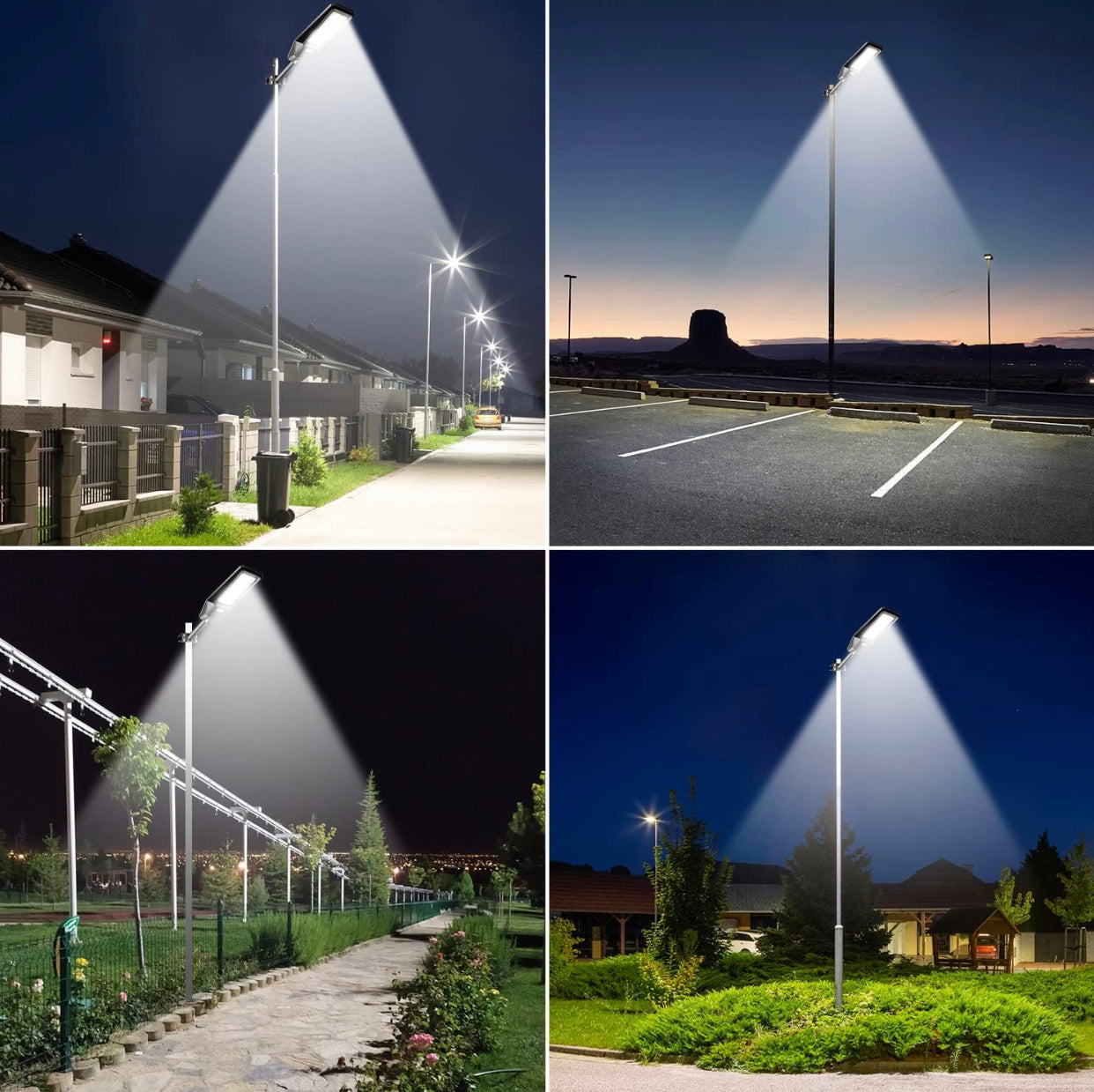 Lighteme 2er-Pack 1600 W Solar-Straßenlaternen für den Außenbereich, 90.000 Lumen, Dämmerung bis Morgengrauen, mit Fernbedienung und Bewegungssensor