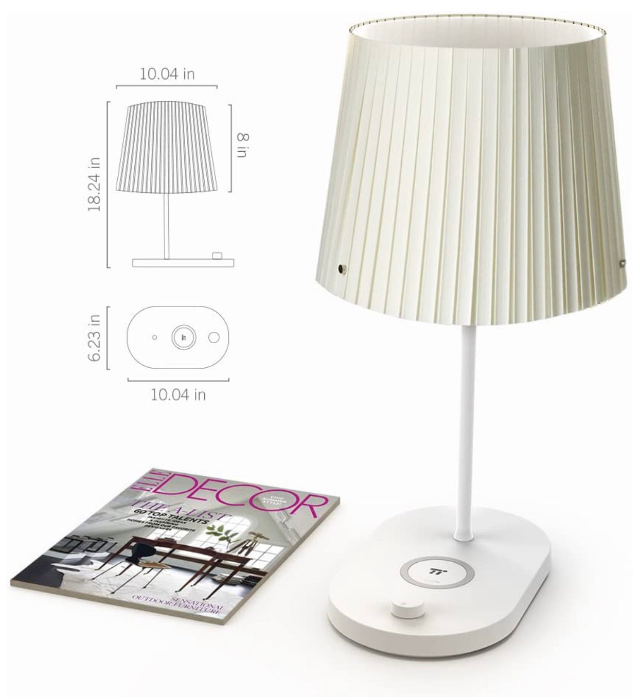 Lighteme LED-Nachttischlampe mit schnellem kabellosem Ladegerät, 7,5 W für iPhone und Android, Tischlampe mit USB-Anschluss (2er-Pack)