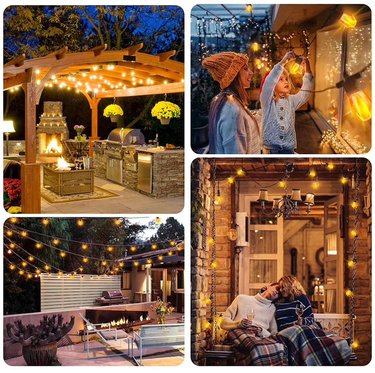 Guirlande lumineuse solaire à LED scintillantes Lighteme de 27 pieds, alimentée par panneau solaire, 12 ampoules