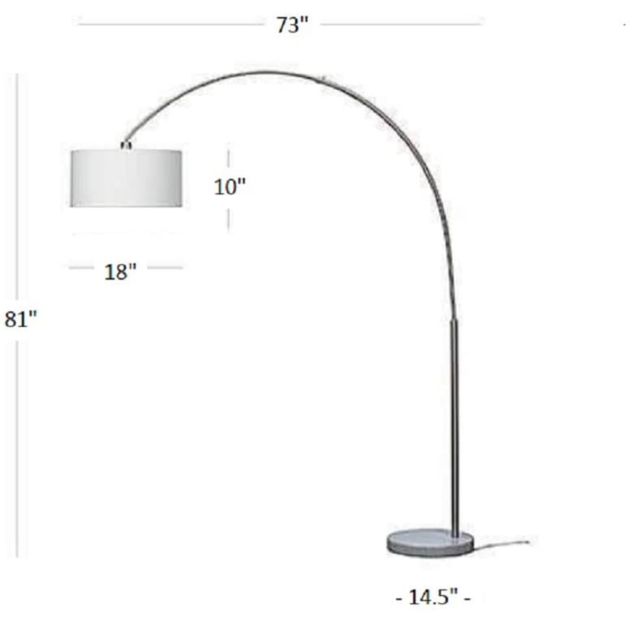 Lampadaire Lighteme Arc avec tambour suspendu unique - Arching Over The Couch