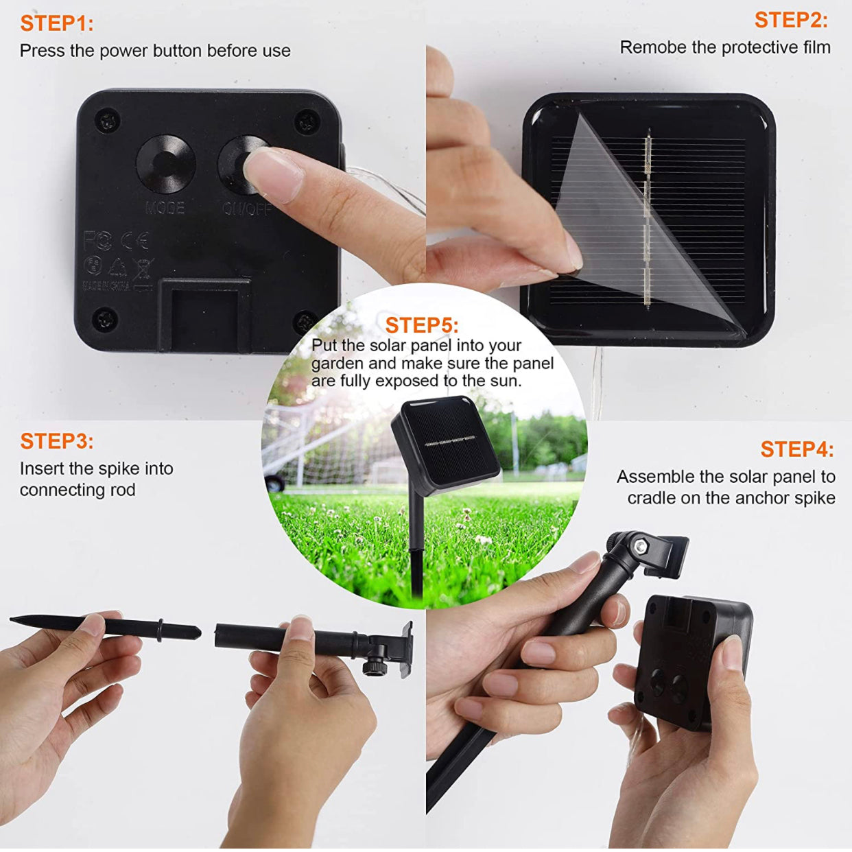 Guirlande lumineuse solaire Lighteme de 10 m, 100 LED, 8 modes d'éclairage, étanche