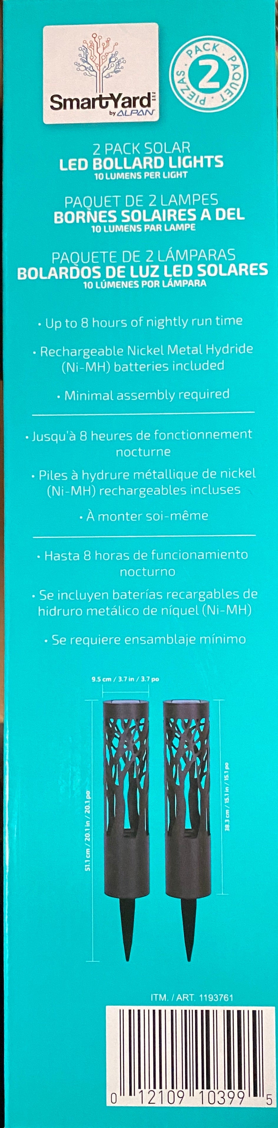 Borne lumineuse solaire Lighteme 10 lumens avec LED en forme d'arbre, lot de 2