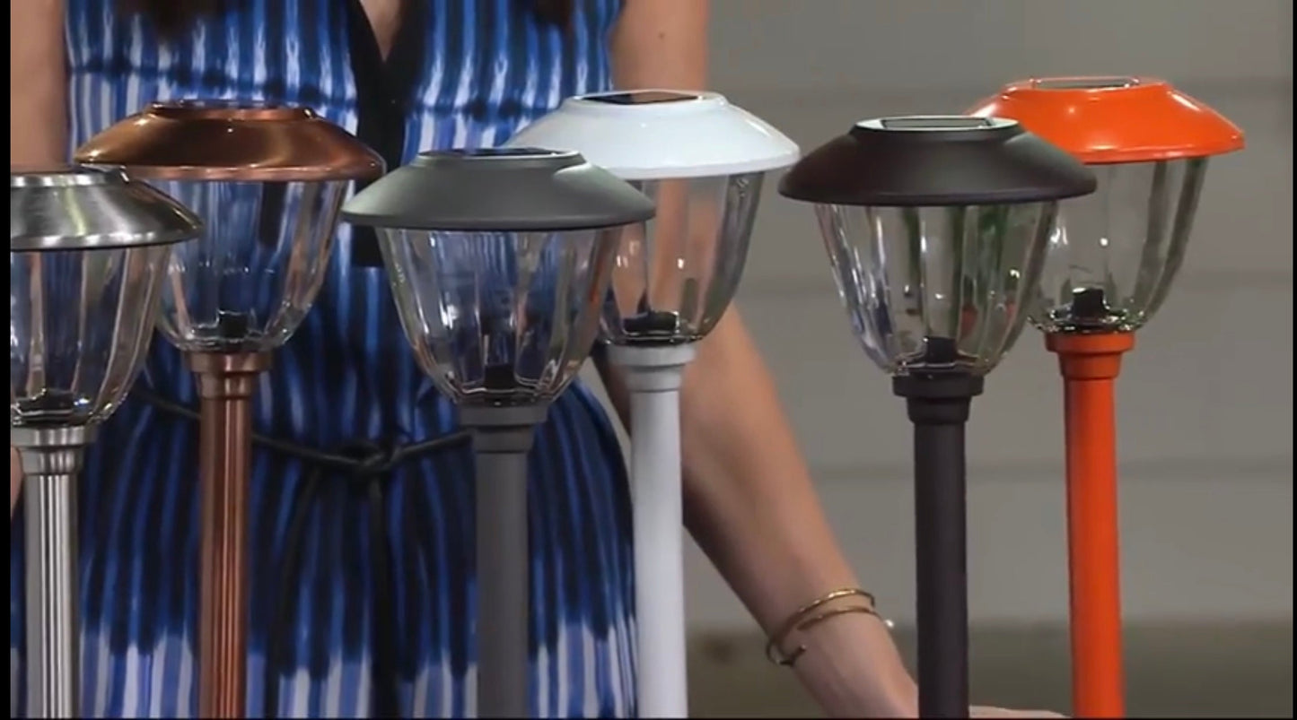 Lampes solaires d'extérieur Lighteme en acier inoxydable et verre, lot de 8