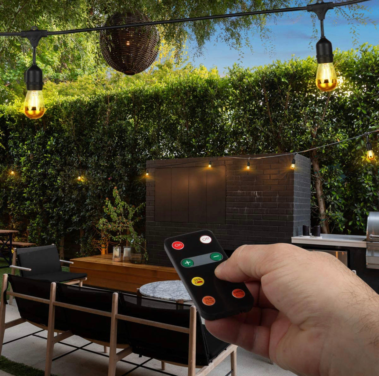 Guirlande lumineuse d'extérieur Lighteme de 14,6 m, antireflet, avec ampoules LED à pointe dorée, 14,6 m