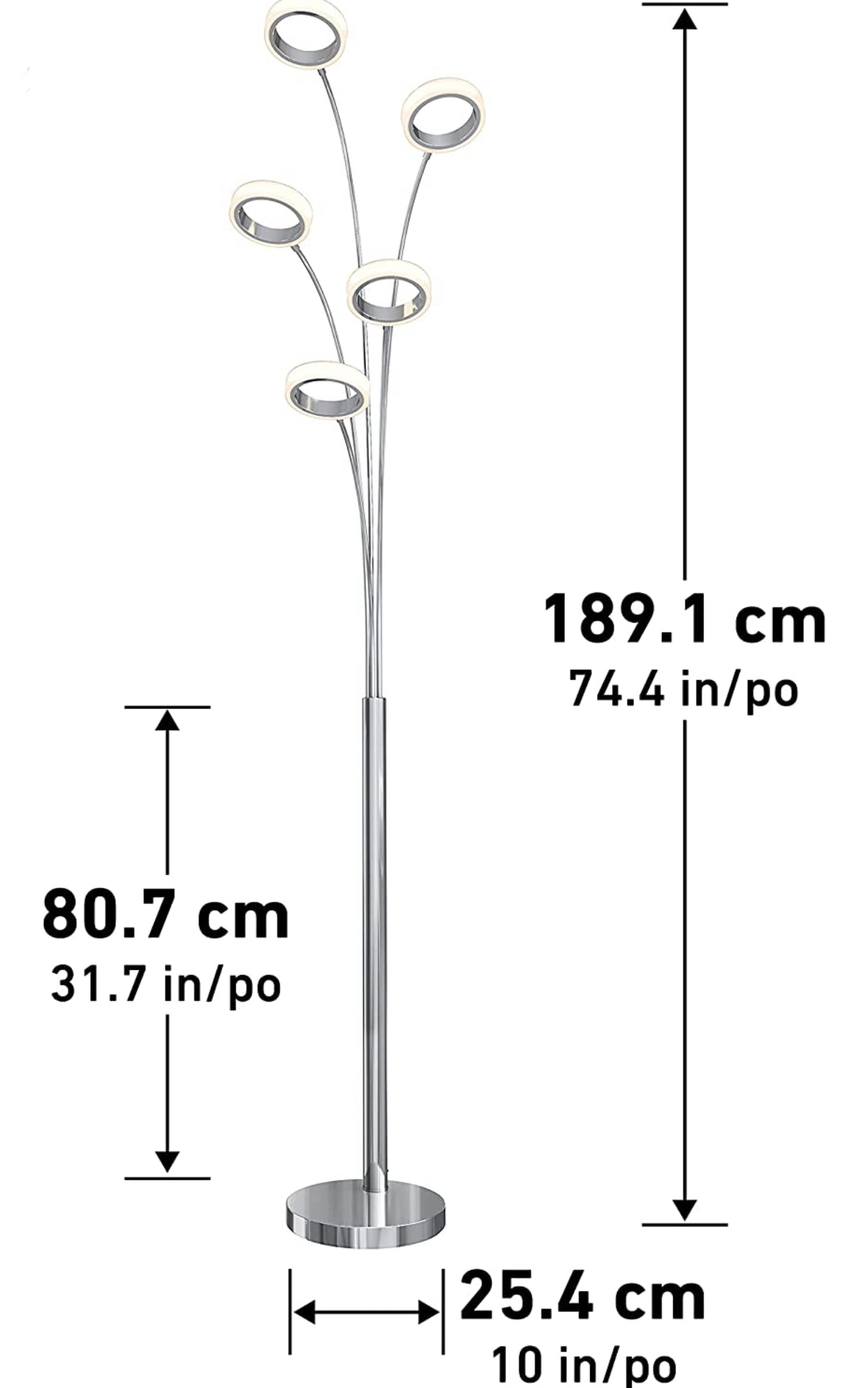 Lighteme Optical LED Integrated Floor Lamp Light Fixture, Chrome