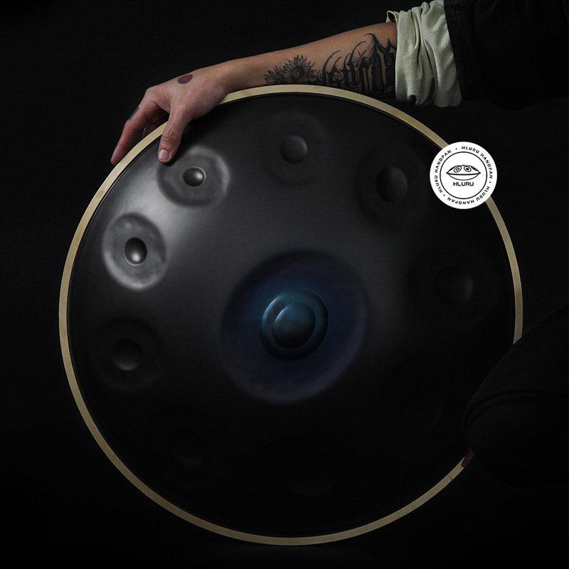 Lighteme Level A Upgrade Space Grey Kurd Scale D Minor 22 Inch 9/10 Notes Nitride Steel Handpan Drum, Available in 440 Hz, High-end Percussion Instrument