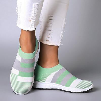 Ihrtrade Women Comfy Color Block Slip-On Running Sneakers