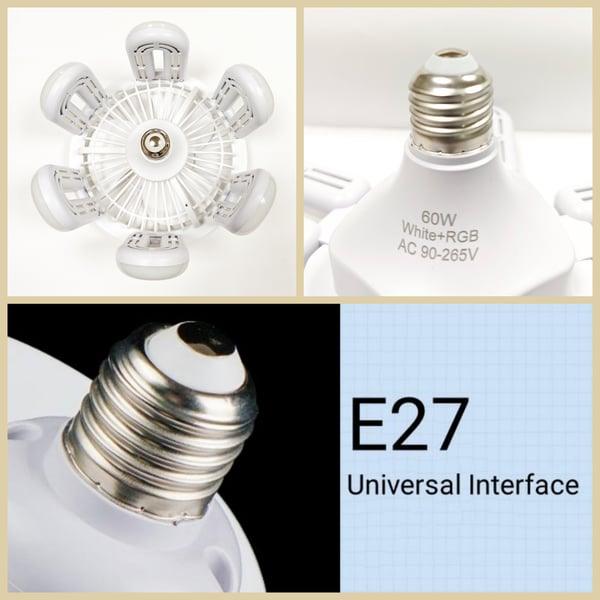 Ventilateur pliable Lighteme 2 en 1 à 6 lampes