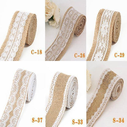 Rouleau de ruban de dentelle en toile de jute naturelle Lighteme (6 types)