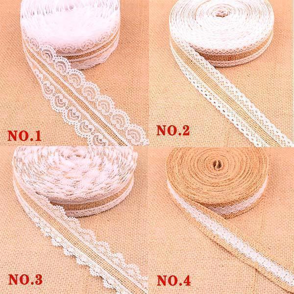 Rouleau de ruban de dentelle en toile de jute naturelle Lighteme (6 types)
