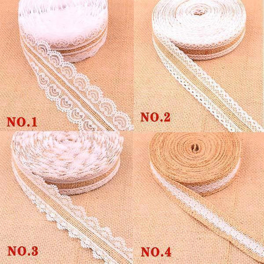 Rouleau de ruban de dentelle en toile de jute naturelle Lighteme (6 types)
