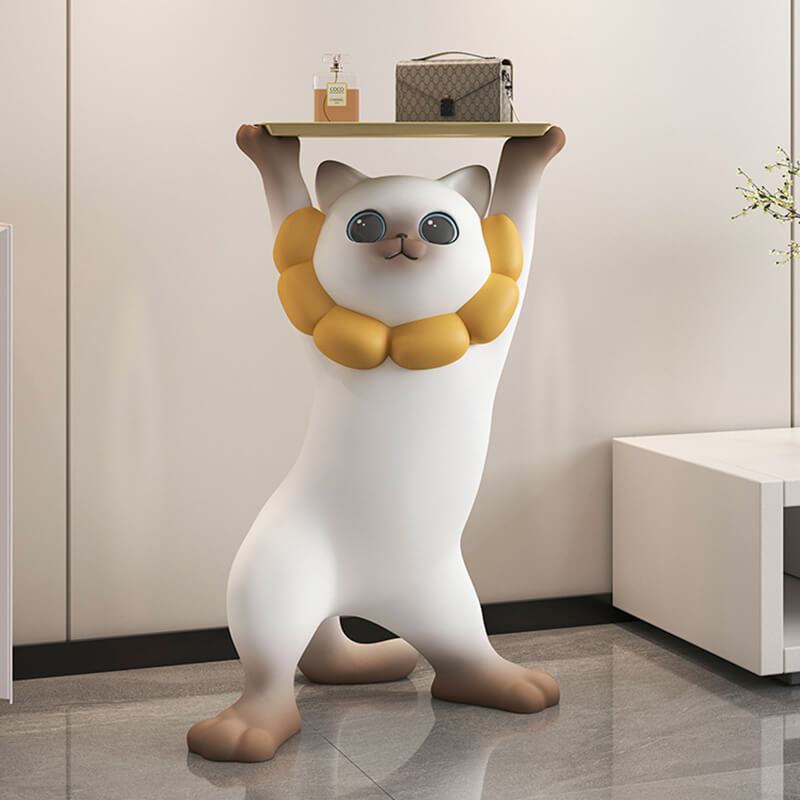 Ornement de rangement en résine en forme de chat Lighteme