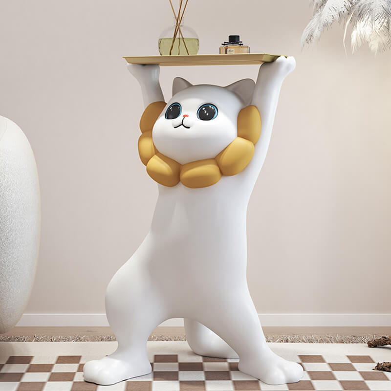 Ornement de rangement en résine en forme de chat Lighteme