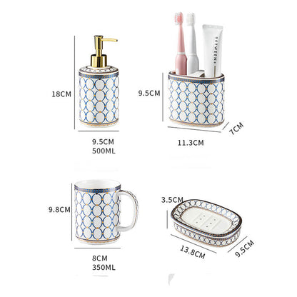 Badezimmerset aus goldener Keramik mit Kreismuster von Lighteme