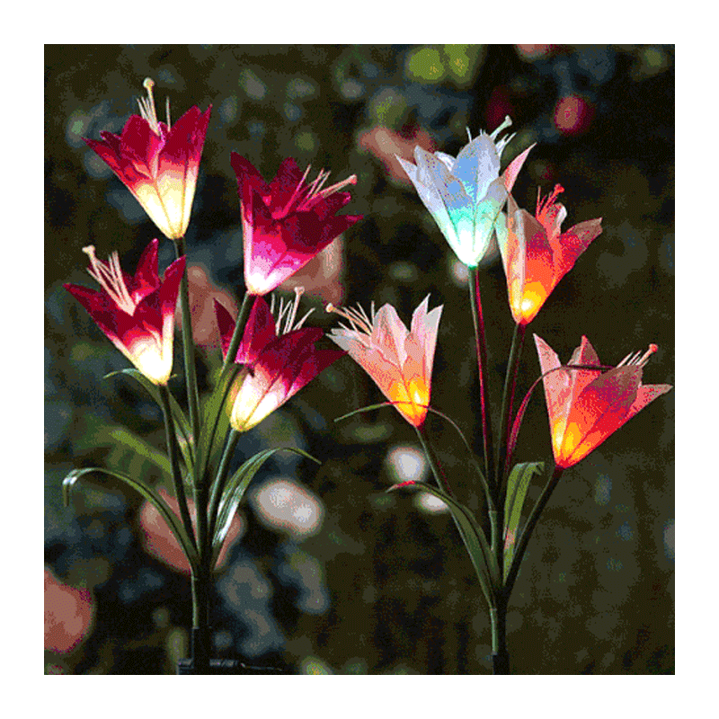 Ihrtrade Artificial Lily Solar Garden Stake Lights (1 Pack of 4 Lilies) | ihrtrade.tw