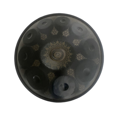 Lighteme Handpan Drum Handmade Kurd / Celtic Scale D Minor 22 Inch 10 Notes, Available in 432 Hz and 440 Hz, Featured High-end Nitride Steel Percussion Instrument - Laser engraved Mandala pattern. Never fade.