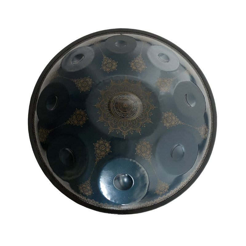 Lighteme Handmade Customized HandPan Drum D Minor Hijaz Scale 22 Inch 9/10/12 Notes Featured, Available in 432 Hz and 440 Hz, High-end Nitride Steel Percussion Instrument - Laser engraved Mandala pattern. Never fade.