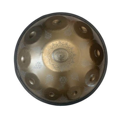 Handmade Customized HandPan Drum D Minor Sabye Scale 22 Inches 9/10/12 Notes Featured, Available in 432 Hz and 440 Hz, High-end Stainless Steel Percussion Instrument - Laser engraved Mandala pattern. Never fade.