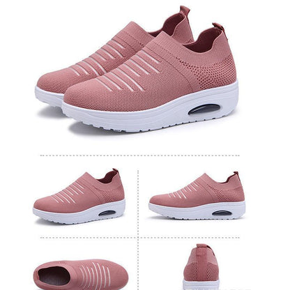 Ihrtrade Women's Mesh Cushioned Slip On Platform Casual Sock Shoes