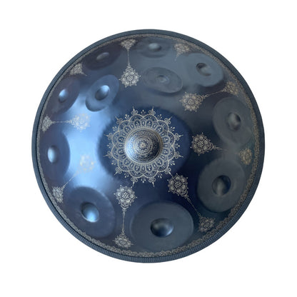 Handmade Customized HandPan Drum E La Sirena Scale 22 Inch 9/10/12 Notes Featured, Available in 432 Hz and 440 Hz, High-end Nitride Steel Percussion Instrument - Laser engraved Mandala pattern. Never fade.