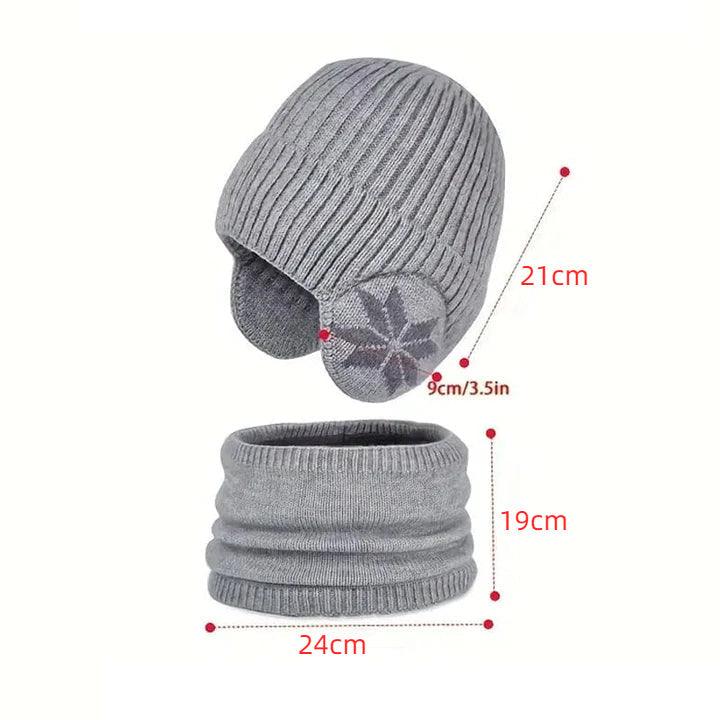 Bonnet chauffant Lighteme pour l'hiver, bonnet, écharpe, ensemble bonnet en tricot chaud