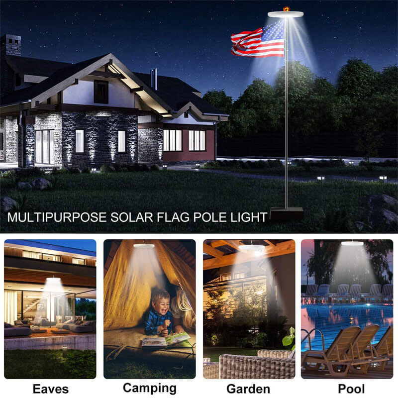 Lighteme Flagpole Solar Light 4640 Lumen 12000mAh Rechargeable Battery Flag Pole Light Solar Powered