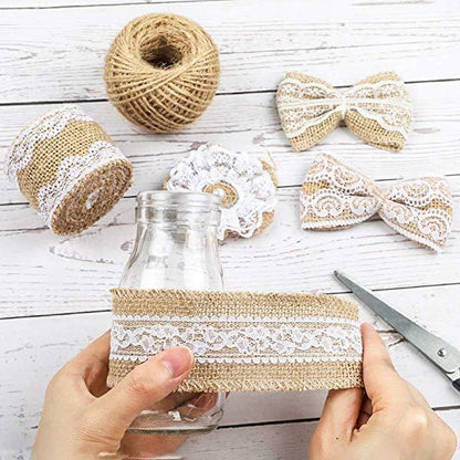 Rouleau de ruban de dentelle en toile de jute naturelle Lighteme (6 types)