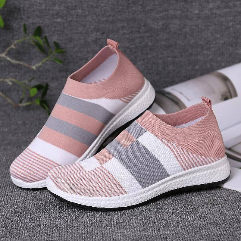 Ihrtrade Women Comfy Color Block Slip-On Running Sneakers