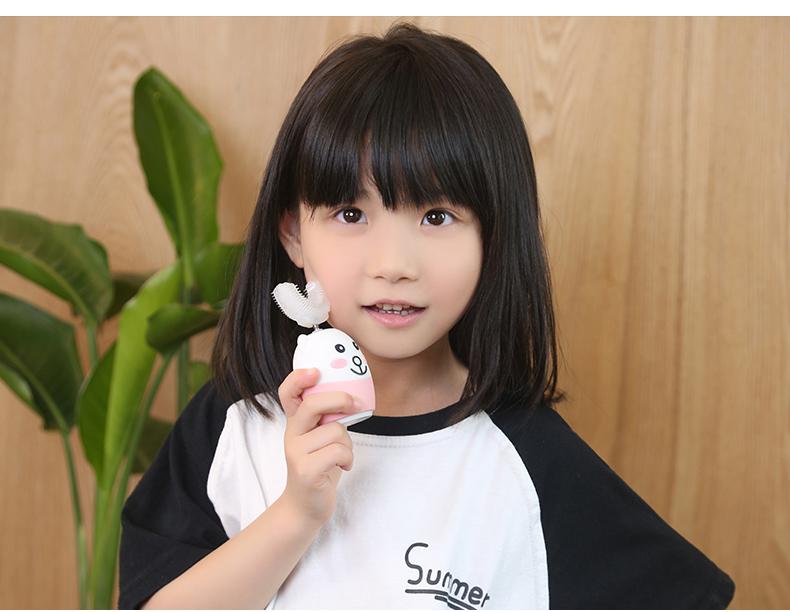 IHRnia Kids Cute Cartoon U-Shaped Electric Automatic Toothbrush,Colored Contact Lenses