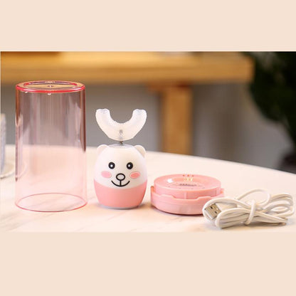 IHRnia Kids Cute Cartoon U-Shaped Electric Automatic Toothbrush,Colored Contact Lenses