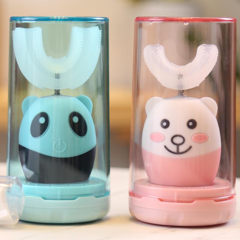 IHRnia Kids Cute Cartoon U-Shaped Electric Automatic Toothbrush,Colored Contact Lenses