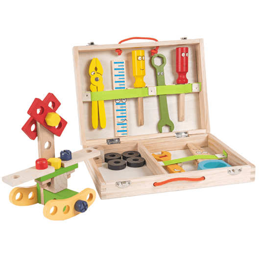 Coffret d'outils en bois Lighteme avec boîte à outils d'apprentissage et de découverte pour enfants