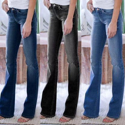 Ihrtrade 70s Stretch Hip Hugger Street Style Boot-cut Jeans (3 Colors & 8 Sizes) | USB C Charger